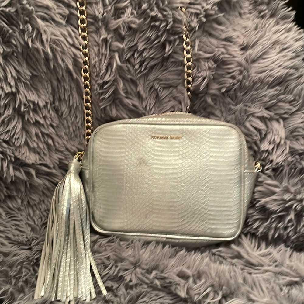 Silver SNAKESKIN Victory Secret Crossbody Chain BAG